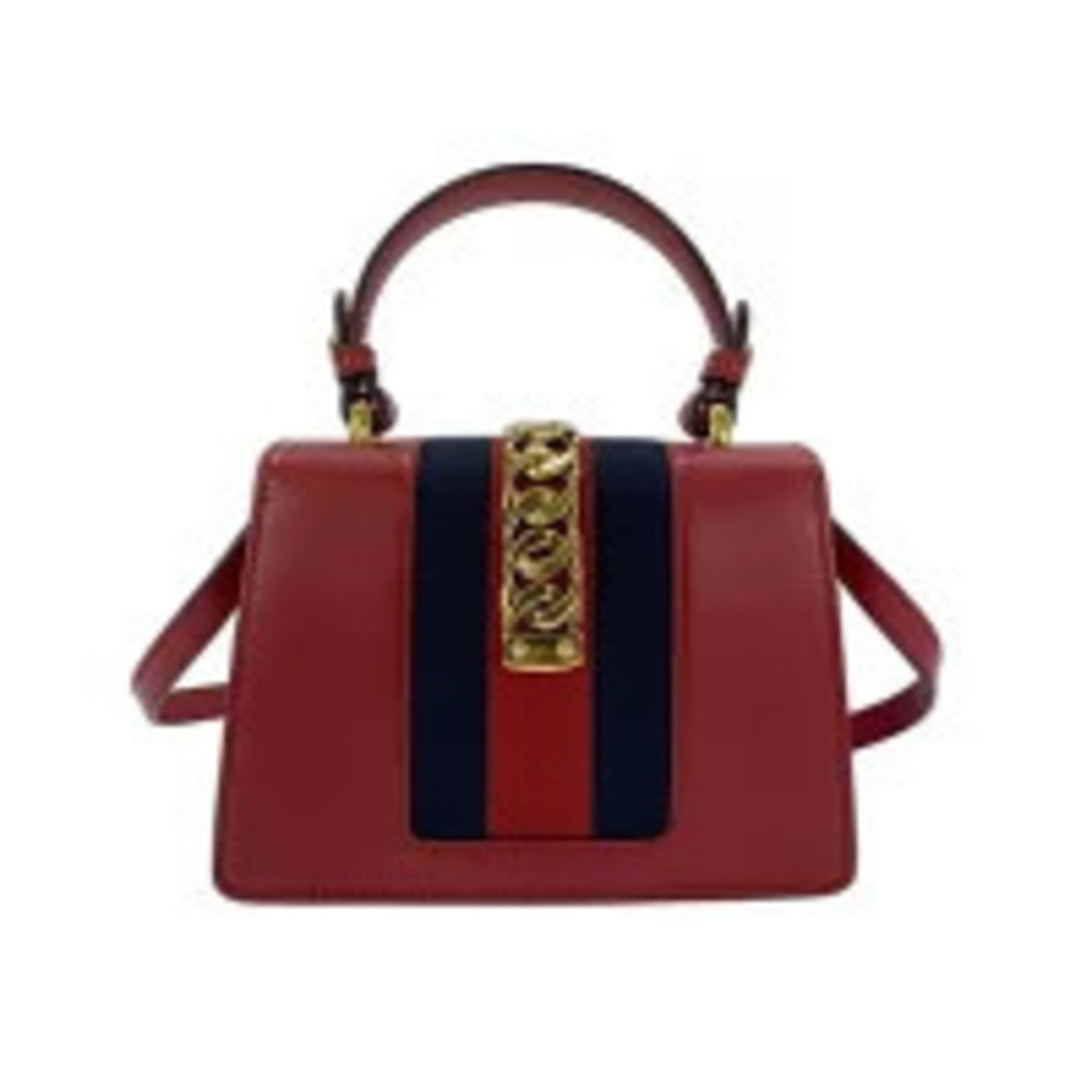 Gucci Leather Sylvie Handbag Red
